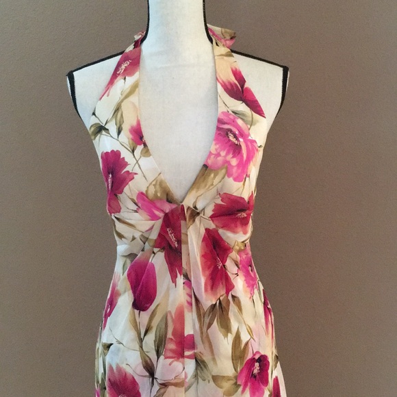 Donna Ricco Silk Pink Floral Halter 